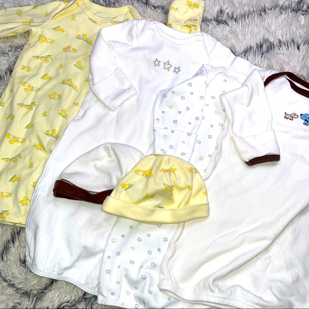 Bundle 4 nightgowns gender neutral Little Me 0-3 Months